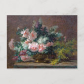 Carte Postale Paul Biva Peonies et mimosa dans un vase en cuivre (Devant)