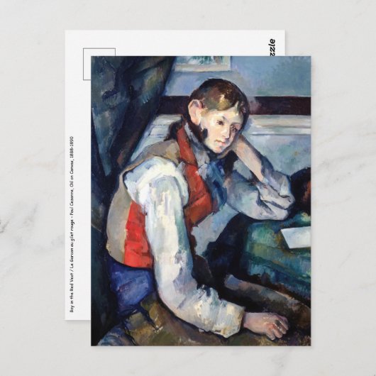 Carte Postale Paul Cezanne - Garçon dans la veste rouge (Devant / Derrière)