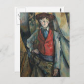 Carte Postale Paul Cezanne - Garçon en manteau rouge (Devant / Derrière)