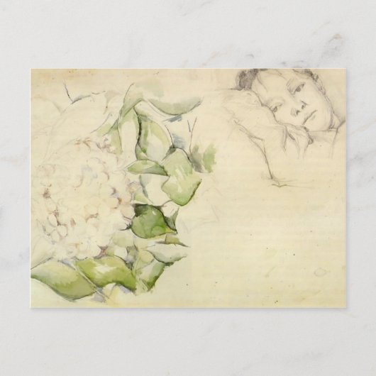 Carte Postale Paul Cezanne - Madame Cezanne avec Hortensias (Devant)