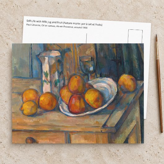 Carte Postale Paul Cezanne - Nature morte avec pot à lait et fru