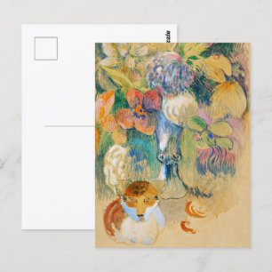 Carte Postale Paul Gauguin Encore la vie avec Chat, Fowers Class