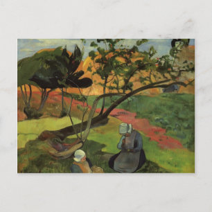 Carte Postale Paul Gauguin- Paysage avec deux bretonnes