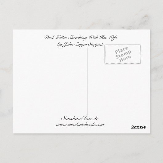 Carte Postale Paul Helleu esquissant avec son épouse (Dos)