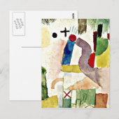 Carte Postale Paul Klee art - Aquarelle pathétique, Rouge (Devant / Derrière)