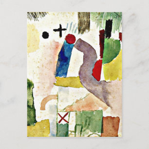 Carte Postale Paul Klee art - Aquarelle pathétique, Rouge