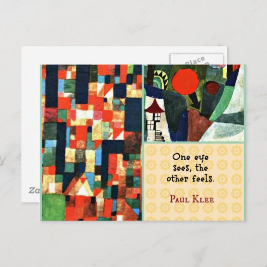 Carte Postale Paul Klee Art Collage et citation : One Eye Sees.. (Devant / Derrière)