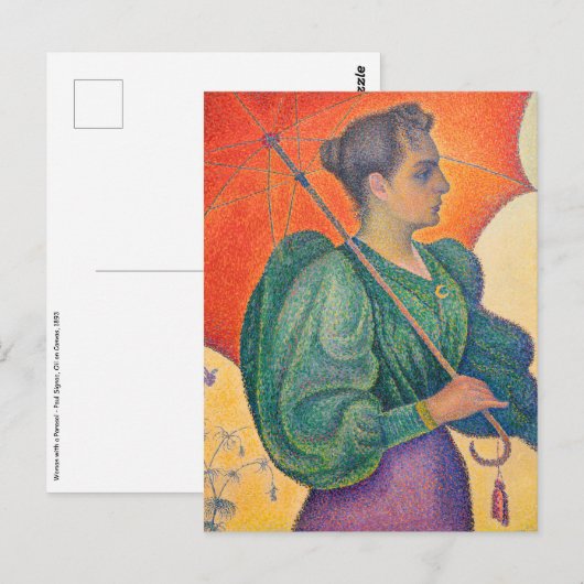 Carte Postale Paul Signac - Femme à l'ombrelle (Devant / Derrière)