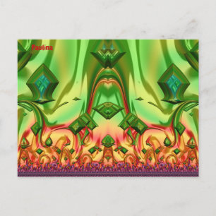 Carte Postale PAULINA ~ Motif de conception 3D ~ Couleurs de Noë