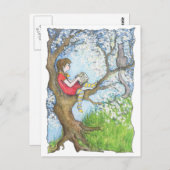 Carte Postale Pauline en train de lire l'arbre (Devant / Derrière)