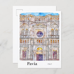 Carte Postale Pavia Italie Voyage Aquarelle main tirée
