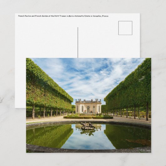 Carte Postale Pavillon français et jardin français à Versailles (Devant / Derrière)