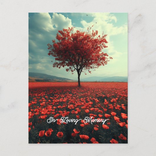Carte Postale Pavot Prairie Arbre Solitaire (Devant)