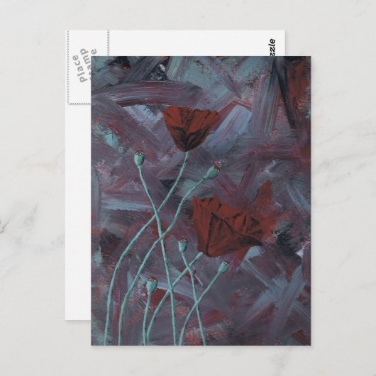 Carte Postale pavots abstraits (Devant / Derrière)