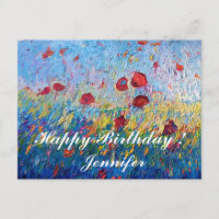 Pavots Colorés Fleurs Vœux de Bon Anniversaire