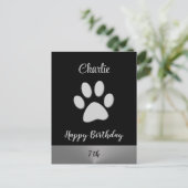 Carte Postale Paw Chien Argent sur arrière - plan noir (Debout devant)