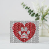 Carte postale Paw Heart Red Silver Be My Valentine (Debout devant)