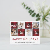 Carte Postale Paw La La La Red Buffalo Plaid Animaux de compagni (Debout devant)