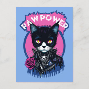 Carte Postale Paw Power Punk Chat