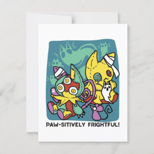 Carte Postale Paw-sitivement Effrayant Chats Monstrueux Hallow