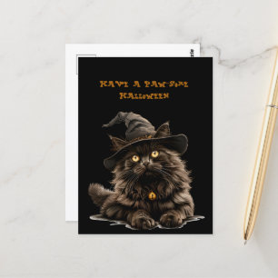 Carte Postale Paw-some Halloween Casquette de sorcière de chat n
