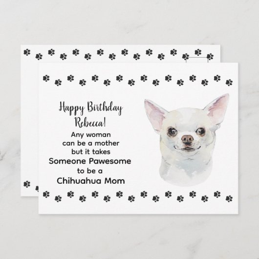 Carte Postale Pawesome Meilleur Chihuahua Chien Maman Joyeux Ann (Devant / Derrière)