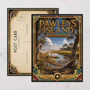 Carte Postale Pawleys Island Caroline du Sud Art Déco Vintage