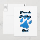 Carte Postale Pawprint bleu papa (Devant / Derrière)