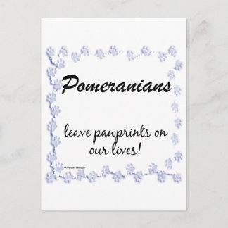 Carte Postale Pawprints Poméraniens