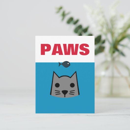 Carte Postale Paws, Chat (Debout devant)