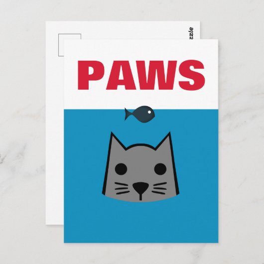 Carte Postale Paws, Chat (Devant / Derrière)