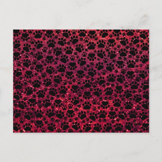 Carte Postale Paws Noires, Parties scintillant Rouge, Paws Chien (Devant)
