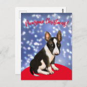 Carte Postale Pawsome noël avec un chiot de bullterrier! (Devant / Derrière)