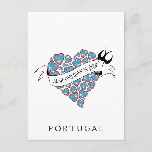 Carte Postale Payer d'amour avec amour proverbe portugais illust (Devant)