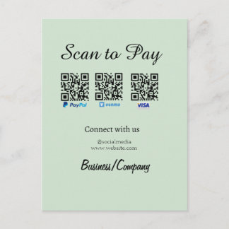 Carte Postale paypal venmo visa card scan to pay QR social media