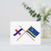 Carte Postale Pays-Bas Antilles et Curacao Croisés drapeaux (Debout devant)