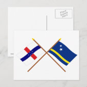 Carte Postale Pays-Bas Antilles et Curacao Croisés drapeaux (Devant / Derrière)