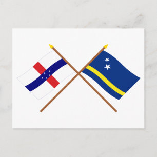 Carte Postale Pays-Bas Antilles et Curacao Croisés drapeaux