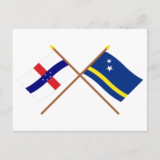 Carte Postale Pays-Bas Antilles et Curacao Croisés drapeaux (Devant)