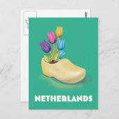 Carte Postale Pays-Bas Clog et fleurs poster de voyage (Devant / Derrière)