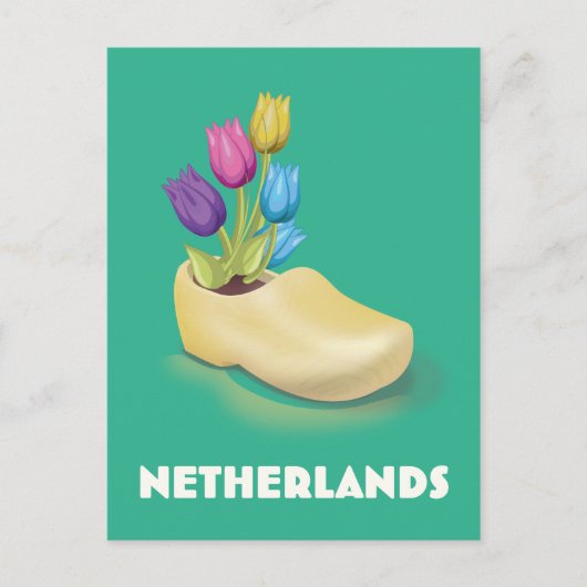 Carte Postale Pays-Bas Clog et fleurs poster de voyage (Devant)
