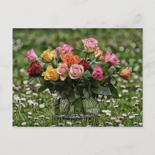 Carte Postale Pays Bouquet Rustique De Roses (Devant)