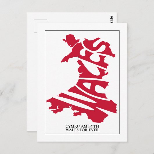Carte Postale Pays de Galles pour chaque pays Plan Plan Texte pe (Devant / Derrière)