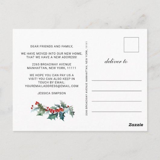 Carte Postale Pays d'hiver Noël Moving Faire-part (Dos)