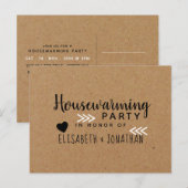 Carte Postale Pays Kraft Houseéching Party Invitation (Devant / Derrière)