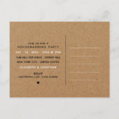 Carte Postale Pays Kraft Houseéching Party Invitation (Dos)
