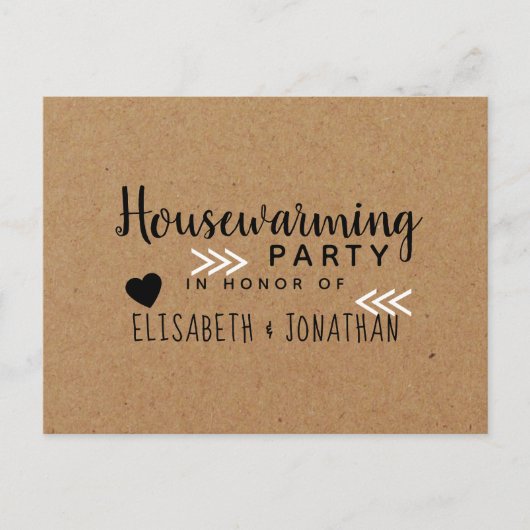 Carte Postale Pays Kraft Houseéching Party Invitation (Devant)