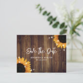 Carte Postale Pays Rustique Mariage Tournesol Enregistrer La Dat (Debout devant)