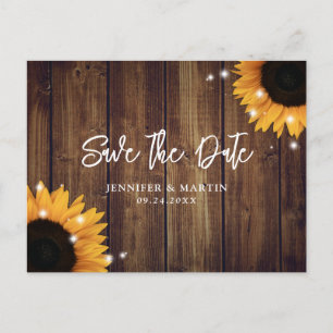 Carte Postale Pays Rustique Mariage Tournesol Enregistrer La Dat