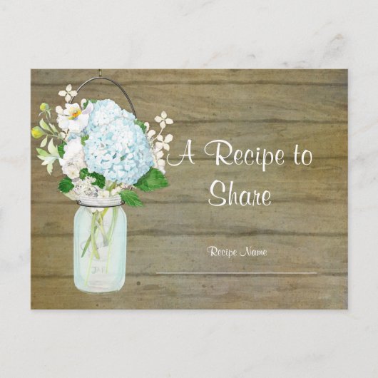 Carte Postale Pays rustique Mason Jar Blush Blue Hydrangeas (Devant)